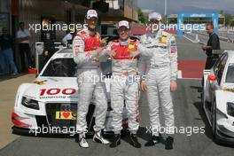 19.09.2009 Barcelona, Spain,  3rd Martin Tomczyk (GER), Audi Sport Team Abt, Audi A4 DTM, 1st Tom Kristensen (DNK), Audi Sport Team Abt, Audi A4 DTM, 2nd Paul di Resta (GBR), Team HWA AMG Mercedes, AMG Mercedes C-Klasse - DTM 2009 at Circuit de Catalunya, Barcelona, Spain