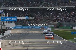 25.10.2009 Hockenheim, Germany,  Gary Paffett (GBR), Team HWA AG, AMG Mercedes C-Klasse, Timo Scheider (GER), Audi Sport Team Abt Sportsline, Audi A4 DTM, Paul di Resta (GBR), Team HWA AMG Mercedes, AMG Mercedes C-Klasse - DTM 2009 at Hockenheimring, Hockenheim, Germany