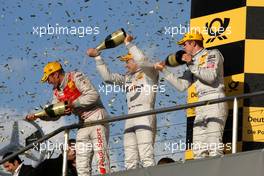 25.10.2009 Hockenheim, Germany,  (left) Timo Scheider (GER), Audi Sport Team Abt, Audi A4 DTM; (middle) Gary Paffett (GBR), Team HWA AMG Mercedes, AMG Mercedes C-Klasse and (right) Paul di Resta (GBR), Team HWA AMG Mercedes, AMG Mercedes C-Klasse - DTM 2009 at Hockenheimring, Hockenheim, Germany