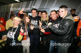 25.10.2009 Hockenheim, Germany,  Hans-Jurgen Abt (GER), Teamchef Abt-Audi with wife (far left), daughter and son, and Ex-DTM driver Christian Abt (GER) with his wife, celebrating three DTM championships in a row - DTM 2009 at Hockenheimring, Hockenheim, Germany