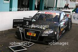 25.10.2009 Hockenheim, Germany,  The championship winning car of Timo Scheider (GER), Audi Sport Team Abt, Audi A4 DTM, covered in champaign and confetti after the celebrations - DTM 2009 at Hockenheimring, Hockenheim, Germany