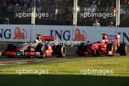 29.03.2009 Melbourne, Australia,  Lewis Hamilton (GBR), McLaren Mercedes, MP4-24 leads Felipe Massa (BRA), Scuderia Ferrari, F60 - Formula 1 World Championship, Rd 1, Australian Grand Prix, Sunday Race