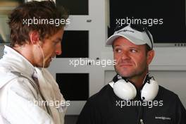 09.03.2009 Barcelona, Spain,  Jenson Button (GBR), Brawn GP, BGP and Rubens Barrichello (BRA), Brawn GP, BGP - Formula 1 Testing, Barcelona