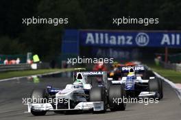 30.08.2009 Francorchamps, Belgium,  Nick Heidfeld (GER), BMW Sauber F1 Team, Nico Rosberg (GER), WilliamsF1 Team - Formula 1 World Championship, Rd 12, Belgian Grand Prix, Sunday Race