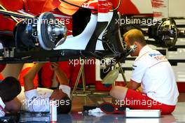 27.08.2009 Francorchamps, Belgium,  Toyota F1 Team work on their car - Formula 1 World Championship, Rd 12, Belgian Grand Prix, Thursday