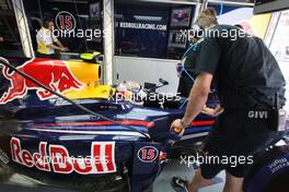 23.04.2009 garagegrage of Sebastian Vettel (GER), Red Bull Racing / BILD Special - Formula 1 World Championship, Rd 4, Bahrain Grand Prix, Thursday