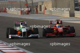 26.04.2009 Manama, Bahrain,  Felipe Massa (BRA), Scuderia Ferrari, F60 and Giancarlo Fisichella (ITA), Force India F1 Team, VJM-02, VJM02, VJM 02 - Formula 1 World Championship, Rd 4, Bahrain Grand Prix, Sunday Race
