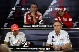 16.10.2009 Sao Paulo, Brazil,  Lewis Hamilton (GBR), McLaren Mercedes, Stefano Domenicali (ITA), Scuderia Ferrari, Sporting Director, Martin Whitmarsh (GBR), McLaren, Chief Executive Officer, Felipe Massa (BRA), Scuderia Ferrari - Formula 1 World Championship, Rd 16, Brazilian Grand Prix, Friday Press Conference