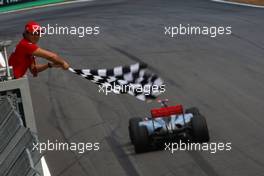 18.10.2009 Sao Paulo, Brazil,  Felipe Massa (BRA), Scuderia Ferrari flags Lewis Hamilton (GBR), McLaren Mercedes  - Formula 1 World Championship, Rd 16, Brazilian Grand Prix, Sunday Podium