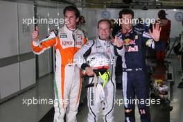 17.10.2009 Sao Paulo, Brazil,  Adrian Sutil (GER), Force India F1 Team, Rubens Barrichello (BRA), Brawn GP and Mark Webber (AUS), Red Bull Racing  - Formula 1 World Championship, Rd 16, Brazilian Grand Prix, Saturday Qualifying