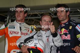 17.10.2009 Sao Paulo, Brazil, ,Adrian Sutil (GER), Force India F1 Team  Rubens Barrichello (BRA), Brawn GP and Mark Webber (AUS), Red Bull Racing  - Formula 1 World Championship, Rd 16, Brazilian Grand Prix, Saturday Qualifying