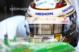 17.04.2009 Shanghai, China,  Adrian Sutil (GER), Force India F1 Team, Pitlane, Box, Garage - Formula 1 World Championship, Rd 3, Chinese Grand Prix, Friday Practice