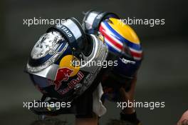 19.04.2009 Shanghai, China,  Helmets of Sebastian Vettel (GER), Red Bull Racing and Mark Webber (AUS), Red Bull Racing - Formula 1 World Championship, Rd 3, Chinese Grand Prix, Sunday