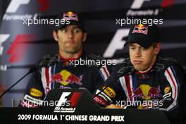 19.04.2009 Shanghai, China,  Mark Webber (AUS), Red Bull Racing, Sebastian Vettel (GER), Red Bull Racing - Formula 1 World Championship, Rd 3, Chinese Grand Prix, Sunday Press Conference