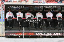 09.05.2009 Barcelona, Spain,  McLaren Mercedes pitwall - Formula 1 World Championship, Rd 5, Spanish Grand Prix, Saturday Practice