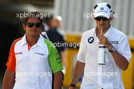 21.08.2009 Valencia, Spain,  Giancarlo Fisichella (ITA), Force India F1 Team, Robert Kubica (POL),  BMW Sauber F1 Team - Formula 1 World Championship, Rd 11, European Grand Prix, Friday