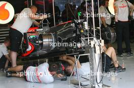 21.08.2009 Valencia, Spain,  Lewis Hamilton (GBR), McLaren Mercedes car was worked on most of the session - Formula 1 World Championship, Rd 11, European Grand Prix, Friday