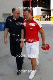 21.08.2009 Valencia, Spain,  Franz Tost (AUT), Scuderia Toro Rosso, Team Principal, Michael Schumacher (GER), Test Driver, Scuderia Ferrari - Formula 1 World Championship, Rd 11, European Grand Prix, Friday