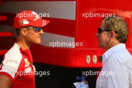 21.08.2009 Valencia, Spain,  ndMichael Schumacher (GER), Test Driver, Scuderia Ferrari  Martin Brundle (GBR) - Formula 1 World Championship, Rd 11, European Grand Prix, Friday