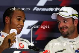 22.08.2009 Valencia, Spain,  Lewis Hamilton (GBR), McLaren Mercedes, Rubens Barrichello (BRA), BrawnGP - Formula 1 World Championship, Rd 11, European Grand Prix, Saturday Press Conference