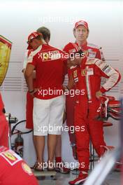 22.08.2009 Valencia, Spain,  Michael Schumacher (GER), Test Driver, Scuderia Ferrari weighs himself, Luca Badoer (ITA), Scuderia Ferrari - Formula 1 World Championship, Rd 11, European Grand Prix, Saturday Practice