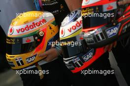 20.08.2009 Valencia, Spain,  Helmet of Lewis Hamilton (GBR), McLaren Mercedes  - Formula 1 World Championship, Rd 11, European Grand Prix, Thursday