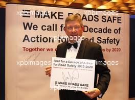 11.12.2009 Monte-Carlo, Monaco, Brawn GP Team Principal Ross Brawn adds his name to the Decade of Action for Road Safety campaign. - 2009 FIA Gala Prize-Giving Ceremony, EDITORIAL USAGE ONLY, © FIA , CREDIT: FIA