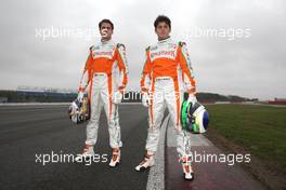 25.02.2009 Silverstone, England, L-R: Adrian Sutil (GER) Force India and Giancarlo Fisichella (ITA) Force India. Force India F1 VJM02 Shakedown, Silverstone, England, Wednesday 25 February 2009 - Force India, VJM02 - Shakedown