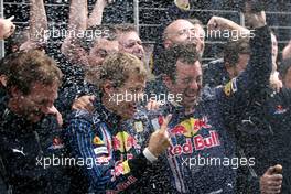 21.06.2009 Silverstone, England,  Sebastian Vettel (GER), Red Bull Racing  - Formula 1 World Championship, Rd 8, British Grand Prix, Sunday Podium