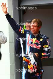 20.06.2009 Silverstone, England,  Sebastian Vettel (GER), Red Bull Racing celebrating his pole - Formula 1 World Championship, Rd 8, British Grand Prix, Saturday Qualifying