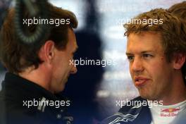 20.06.2009 Silverstone, England,  Christian Horner (GBR), Red Bull Racing, Sporting Director wit Sebastian Vettel (GER), Red Bull Racing - Formula 1 World Championship, Rd 8, British Grand Prix, Saturday Practice