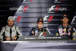 20.06.2009 Silverstone, England,  Rubens Barrichello (BRA), Brawn GP, Sebastian Vettel (GER), Red Bull Racing, Mark Webber (AUS), Red Bull Racing - Formula 1 World Championship, Rd 8, British Grand Prix, Saturday Press Conference