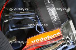 10.07.2009 Nürburg, Germany,  Heikki Kovalainen (FIN), McLaren Mercedes using blue aerodynamic paint on his car - Formula 1 World Championship, Rd 9, German Grand Prix, Friday Practice