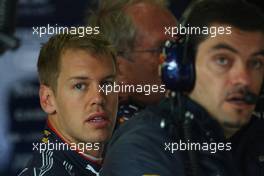 10.07.2009 Nürburg, Germany,  Sebastian Vettel (GER), Red Bull Racing with Guillaume Rocquelin, Red Bull Racing Race Engineer of Sebastian Vettel  - Formula 1 World Championship, Rd 9, German Grand Prix, Friday Practice