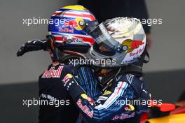 12.07.2009 Nürburg, Germany,  1st place Mark Webber (AUS), Red Bull Racing and 2nd place Sebastian Vettel (GER), Red Bull Racing  - Formula 1 World Championship, Rd 9, German Grand Prix, Sunday Podium