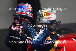 12.07.2009 Nürburg, Germany,  1st place Mark Webber (AUS), Red Bull Racing with 2nd place Sebastian Vettel (GER), Red Bull Racing  - Formula 1 World Championship, Rd 9, German Grand Prix, Sunday Podium
