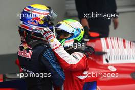 12.07.2009 Nürburg, Germany,  1st place Mark Webber (AUS), Red Bull Racing and 3rd placec Felipe Massa (BRA), Scuderia Ferrari  - Formula 1 World Championship, Rd 9, German Grand Prix, Sunday Podium