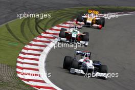 12.07.2009 Nürburg, Germany,  Robert Kubica (POL),  BMW Sauber F1 Team leads Giancarlo Fisichella (ITA), Force India F1 Team - Formula 1 World Championship, Rd 9, German Grand Prix, Sunday Race
