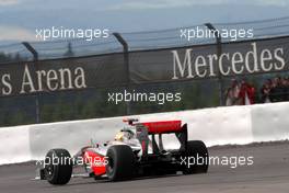 12.07.2009 Nürburg, Germany,  Lewis Hamilton (GBR), McLaren Mercedes, MP4-24, with a puncture - Formula 1 World Championship, Rd 9, German Grand Prix, Sunday Race