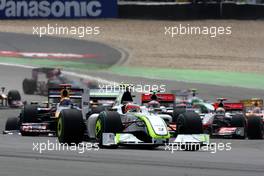 12.07.2009 Nürburg, Germany,  Rubens Barrichello (BRA), Brawn GP, BGP001, BGP 001 leads at the start - Formula 1 World Championship, Rd 9, German Grand Prix, Sunday Race