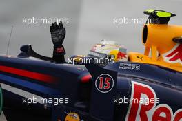 12.07.2009 Nürburg, Germany,  Sebastian Vettel (GER), Red Bull Racing waving to the fans - Formula 1 World Championship, Rd 9, German Grand Prix, Sunday Race