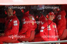 11.07.2009 Nürburg, Germany,  Michael Schumacher (GER), Test Driver, Scuderia Ferrari watches from the Ferrari pit gantry - Formula 1 World Championship, Rd 9, German Grand Prix, Saturday Qualifying