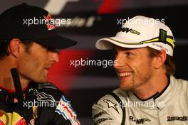 11.07.2009 Nürburg, Germany,  Mark Webber (AUS), Red Bull Racing, Jenson Button (GBR), Brawn GP - Formula 1 World Championship, Rd 9, German Grand Prix, Saturday Press Conference