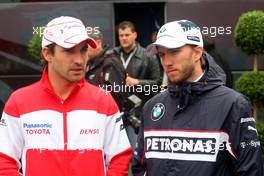 12.07.2009 Nürburg, Germany,  Timo Glock (GER), Toyota F1 Team and Nick Heidfeld (GER), BMW Sauber F1 Team - Formula 1 World Championship, Rd 9, German Grand Prix, Sunday