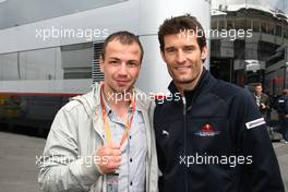 12.07.2009 Nürburg, Germany,  Felix Sturm (GER, middle weight box champion) and Mark Webber (AUS), Red Bull Racing - Formula 1 World Championship, Rd 9, German Grand Prix, Sunday