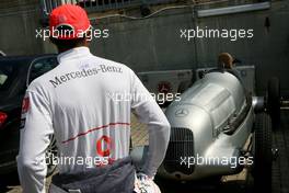 09.07.2009 NŸrburg, Germany,  Lewis Hamilton (GBR), McLaren Mercedes celebrates 75 years of Silver Arrows - Formula 1 World Championship, Rd 9, German Grand Prix, Thursday
