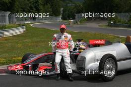 09.07.2009 NŸrburg, Germany,  Lewis Hamilton (GBR), McLaren Mercedes celebrates 75 years of Silver Arrows  - Formula 1 World Championship, Rd 9, German Grand Prix, Thursday
