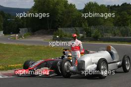 09.07.2009 NŸrburg, Germany,  Lewis Hamilton (GBR), McLaren Mercedes celebrates 75 years of Silver Arrows  - Formula 1 World Championship, Rd 9, German Grand Prix, Thursday