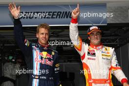 25.07.2009 Budapest, Hungary,  2nd position for Sebastian Vettel (GER), Red Bull Racing, pole for Fernando Alonso (ESP), Renault F1 Team  - Formula 1 World Championship, Rd 10, Hungarian Grand Prix, Saturday Qualifying