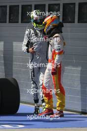 25.07.2009 Budapest, Hungary,  Fernando Alonso (ESP), Renault F1 Team and Jenson Button (GBR), Brawn GP  - Formula 1 World Championship, Rd 10, Hungarian Grand Prix, Saturday Qualifying